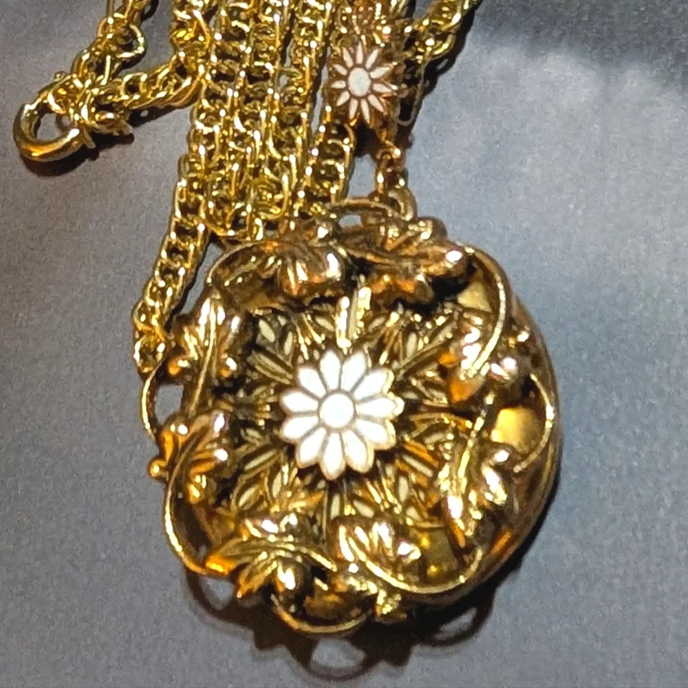 Vintage Two Picture Locket Necklace Gold Plated
